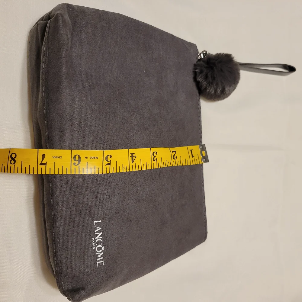Lancome Charcoal Cosmetic Bag with Pom Pom